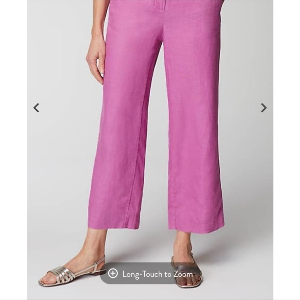 J Jill 100% Linen Wide Leg Crop Pants Size Size XL Wild Orchid